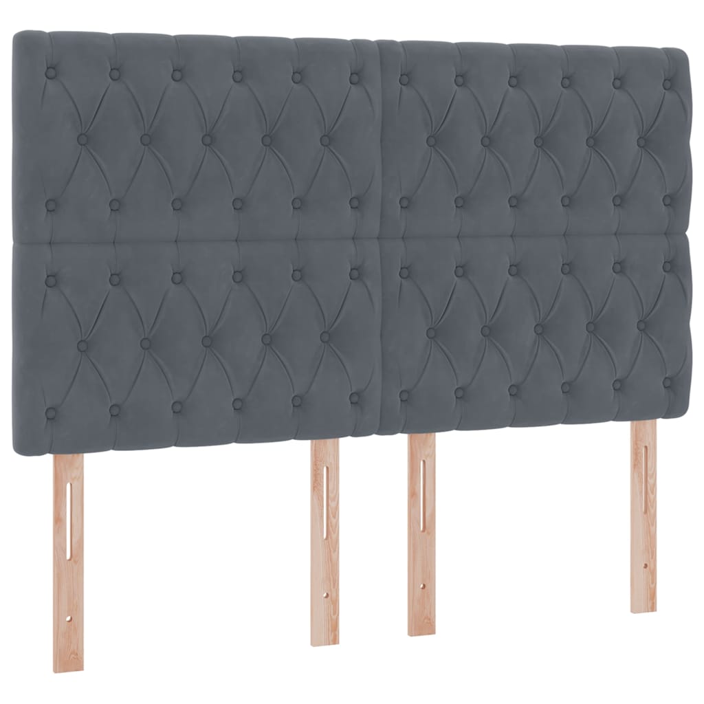 Letto con contenitore e LED Grigio scuro 140 x 190 cm Velluto