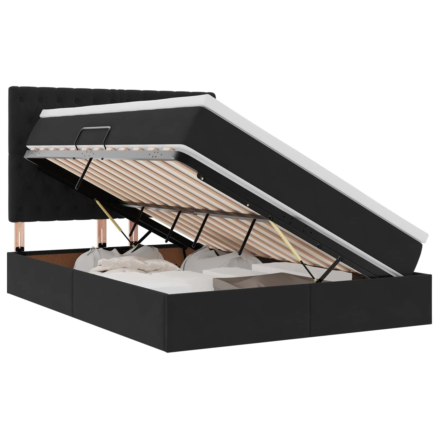 Letto con contenitore LED e materasso Nero 140 x 190 cm Velluto | homemem39