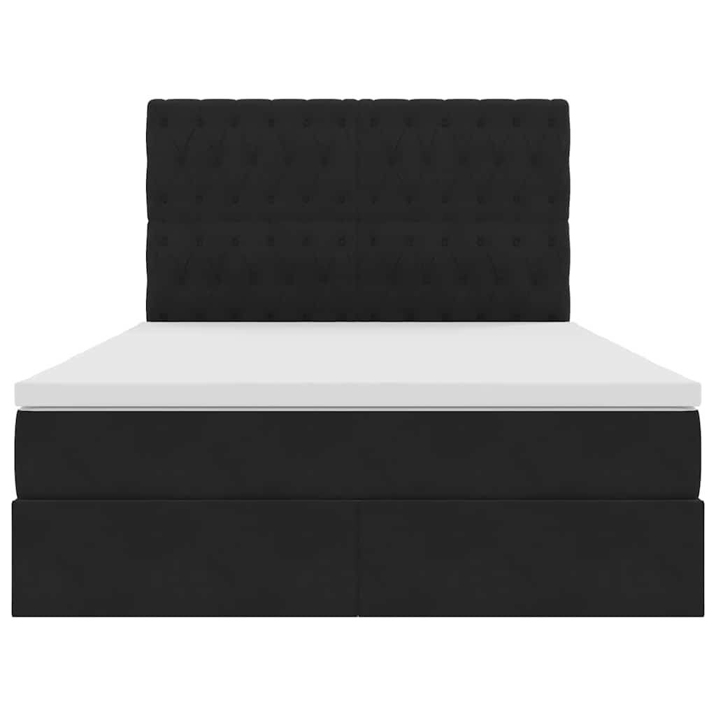Letto con contenitore LED e materasso Nero 140 x 190 cm Velluto | homemem39