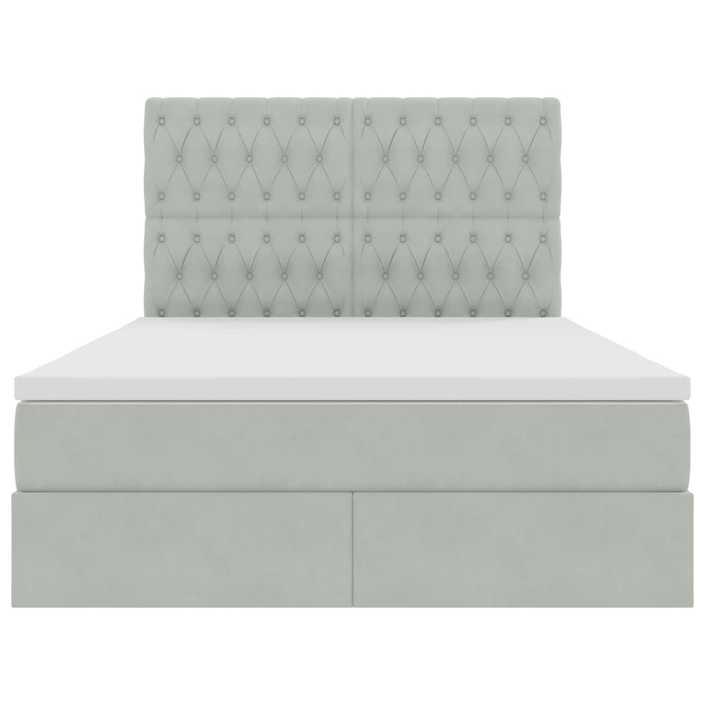 Letto con contenitore e LED Grigio chiaro 140 x 200 cm Velluto