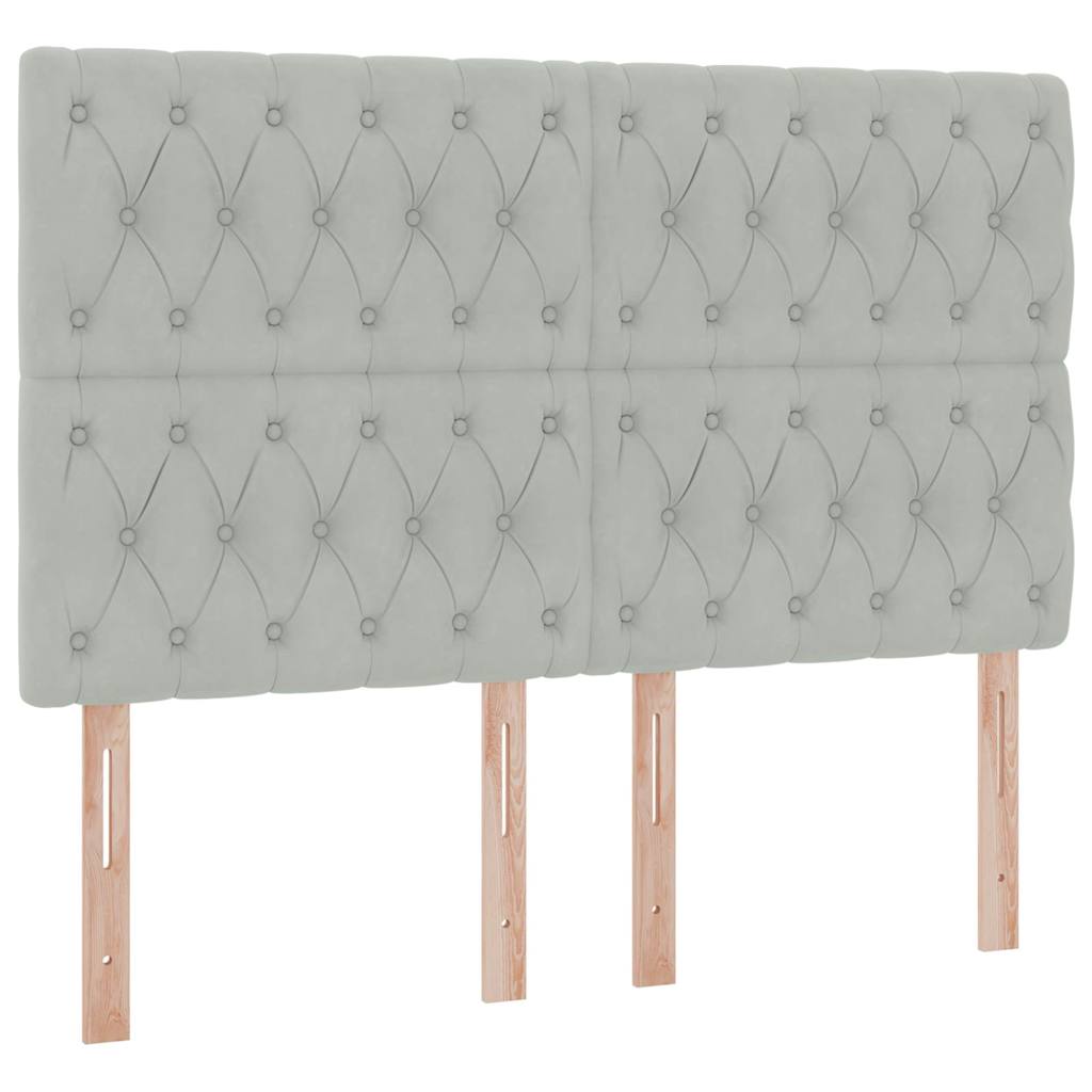 Letto con contenitore e LED Grigio chiaro 140 x 200 cm Velluto