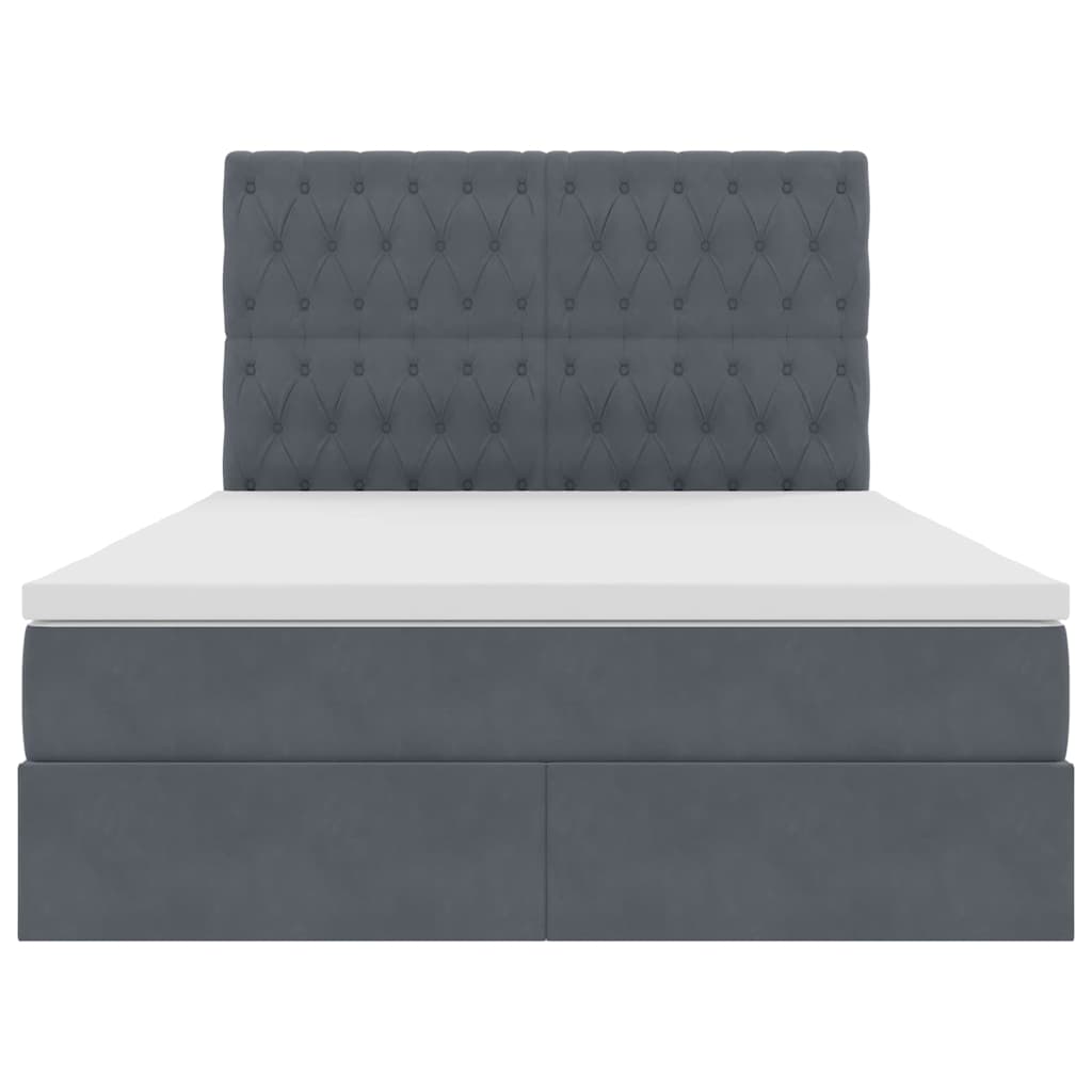 Letto con contenitore e LED Grigio scuro 140 x 200 cm Velluto