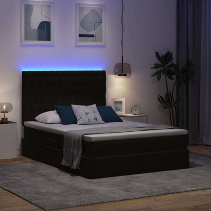 Letto con contenitore e LED Nero 140 x 200 cm Velluto