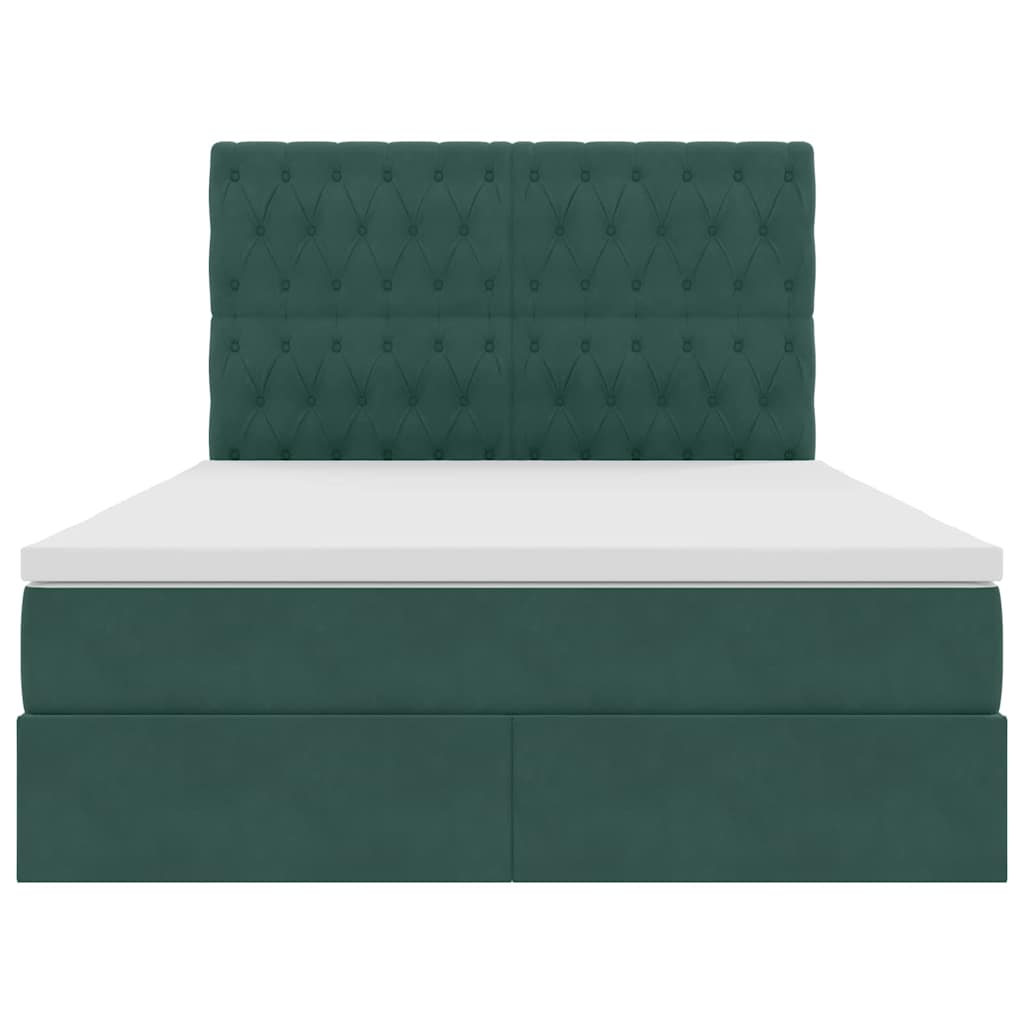 Letto con contenitore e LED Verde Scuro 140 x 200 cm Velluto