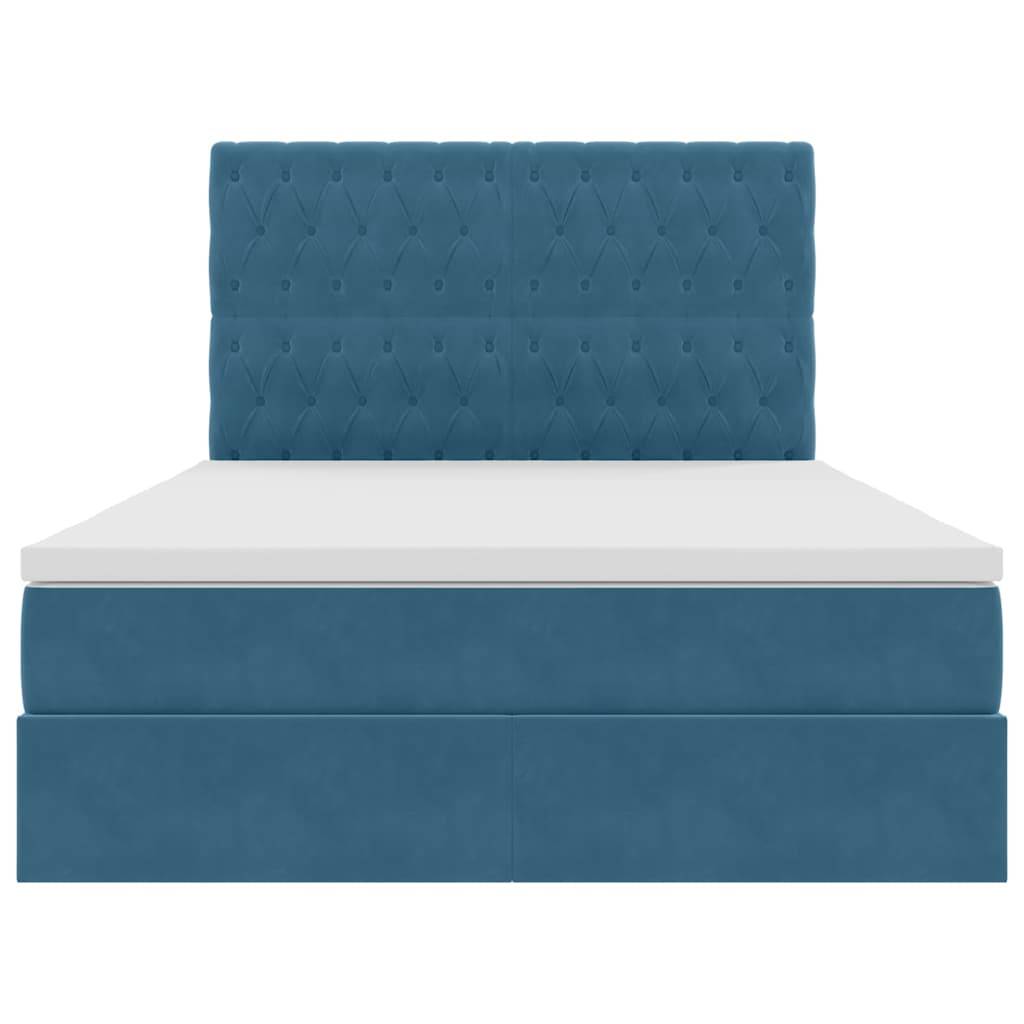 Letto con contenitore e LED Blu Scuro 140 x 200 cm Velluto