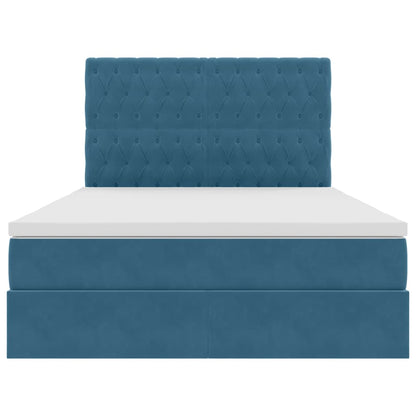 Letto con contenitore e LED Blu Scuro 140 x 200 cm Velluto