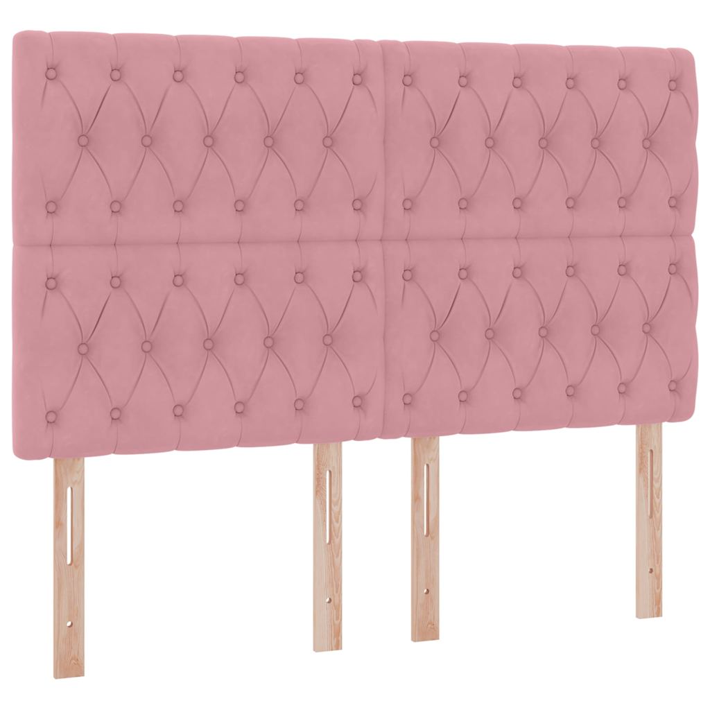 Letto con contenitore LED e materasso Rosa 140 x 200 cm Velluto | homemem39