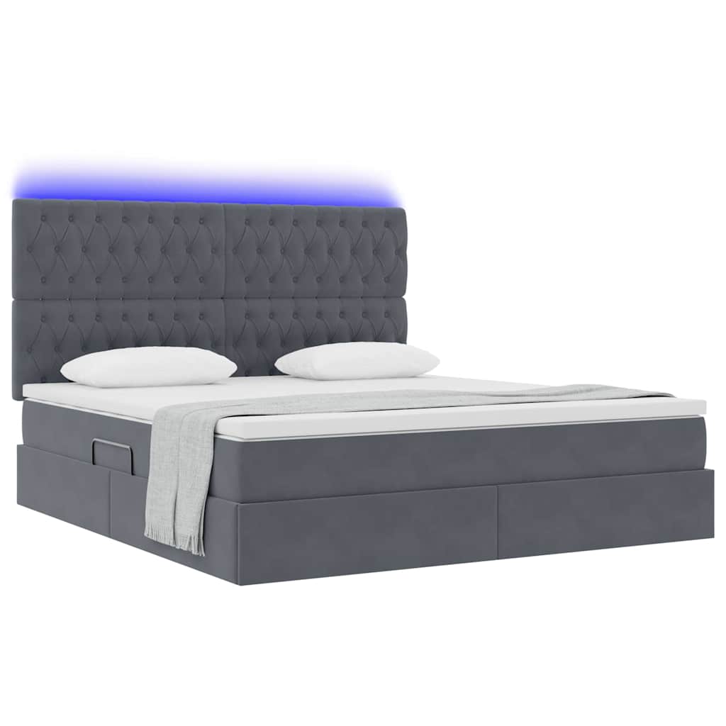 Letto con contenitore LED e materasso Grigio Scuro 160 x 200 cm | homemem39