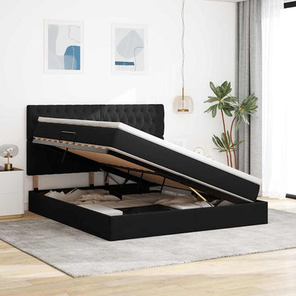 Letto con contenitore LED e materasso Nero 160 x 200 cm Velluto | homemem39