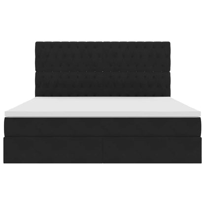 Letto con contenitore LED e materasso Nero 160 x 200 cm Velluto | homemem39