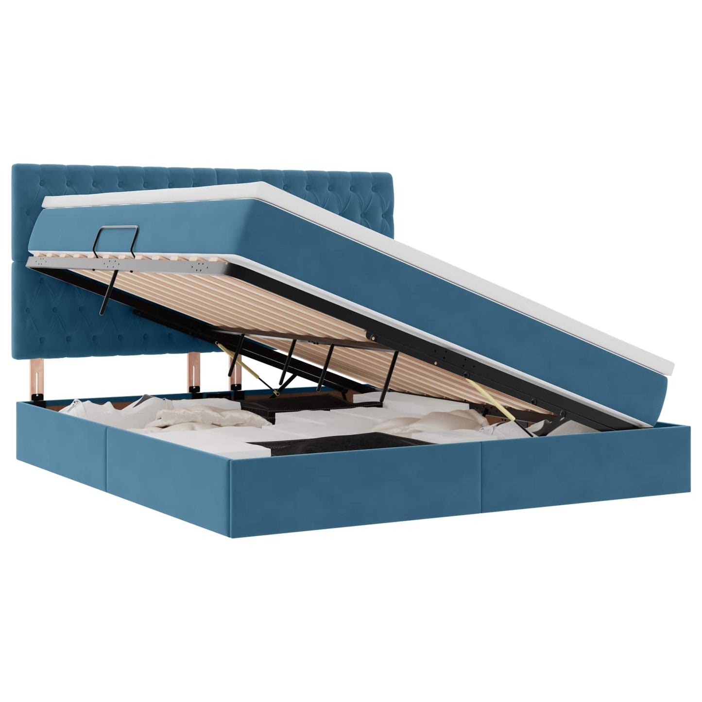 Letto con contenitore LED e materasso Blu Scuro 160 x 200 cm | homemem39