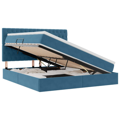 Letto con contenitore LED e materasso Blu Scuro 160 x 200 cm | homemem39