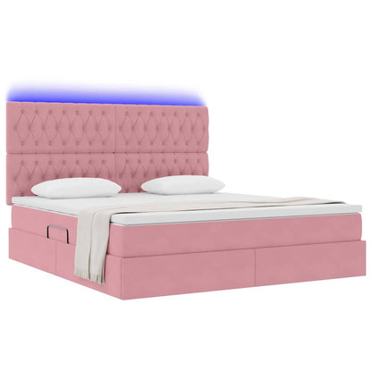 Letto con contenitore LED e materasso Rosa 160 x 200 cm Velluto | homemem39