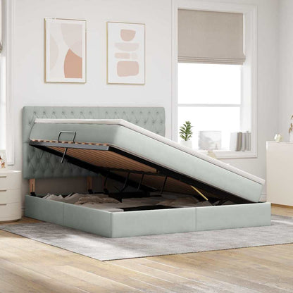 Letto con contenitore e LED Grigio chiaro 180 x 200 cm Velluto