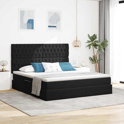 Letto con contenitore e LED Nero 180 x 200 cm Velluto