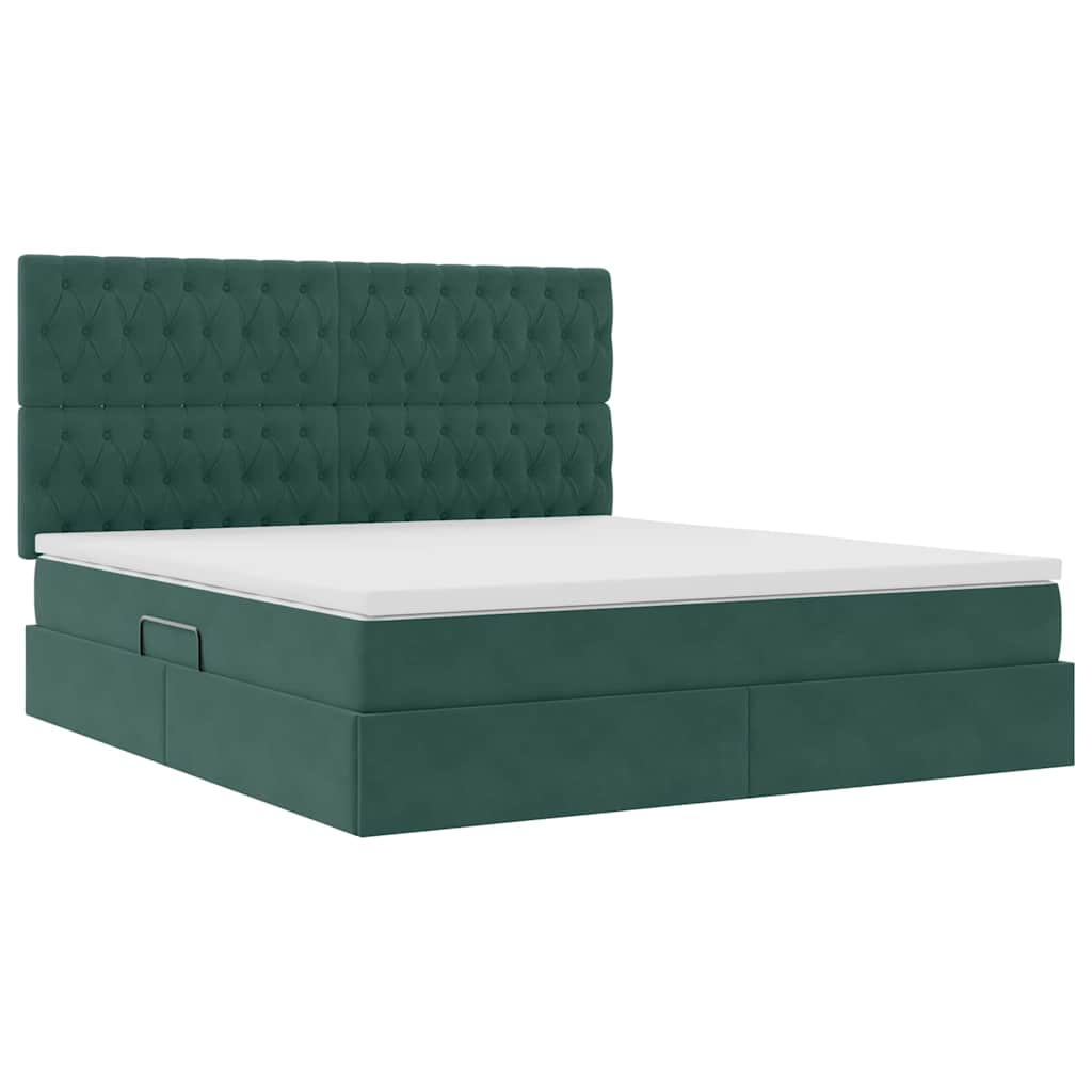 Letto con contenitore LED e materasso Verde Scuro 180 x 200 cm | homemem39