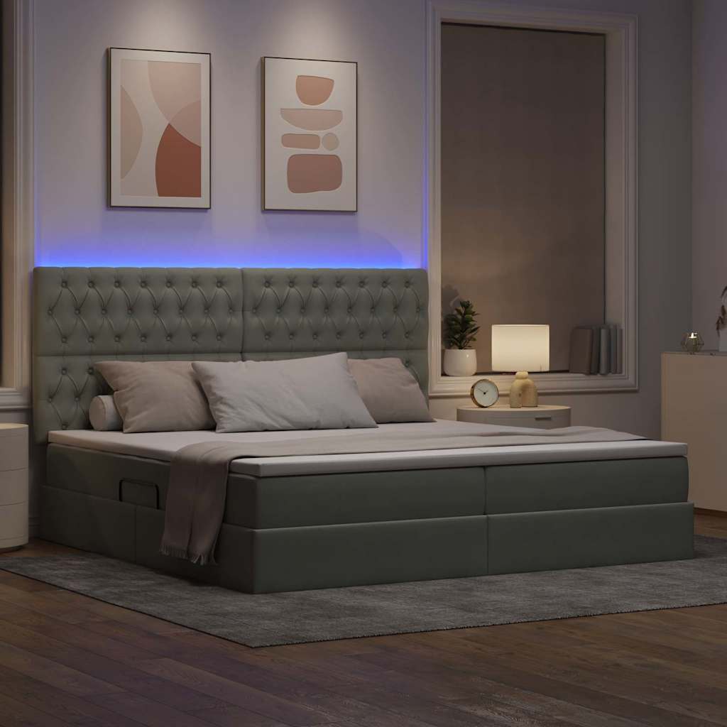 Letto con contenitore LED e materasso Grigio Chiaro | homemem39