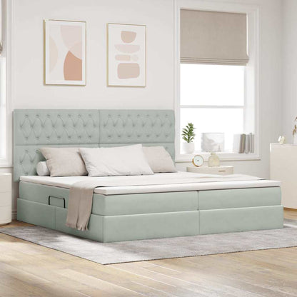 Letto con contenitore LED e materasso Grigio Chiaro | homemem39