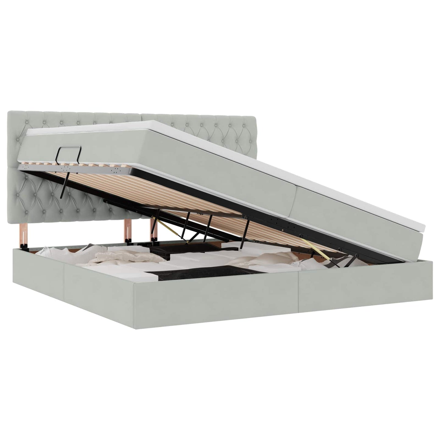 Letto con contenitore LED e materasso Grigio Chiaro | homemem39