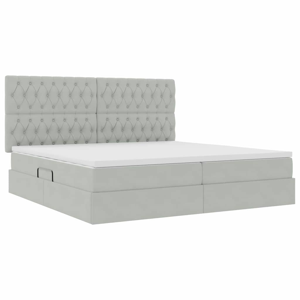 Letto con contenitore LED e materasso Grigio Chiaro | homemem39
