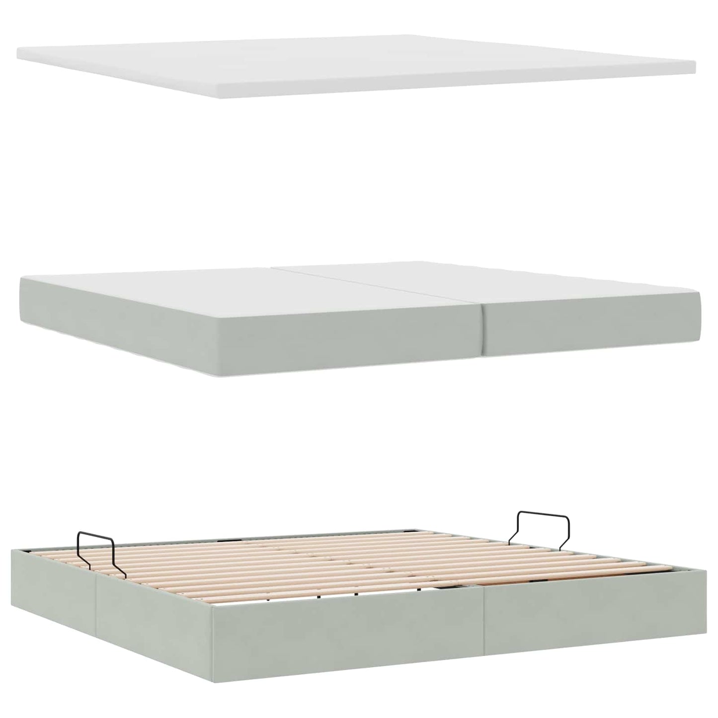 Letto con contenitore LED e materasso Grigio Chiaro | homemem39