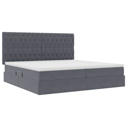 Letto con contenitore e LED Grigio scuro 200 x 200 cm Velluto