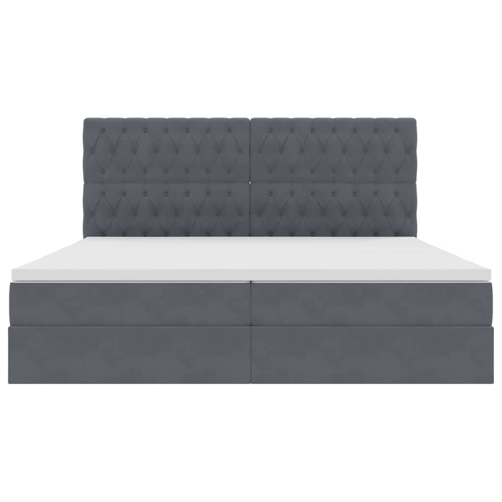 Letto con contenitore e LED Grigio scuro 200 x 200 cm Velluto