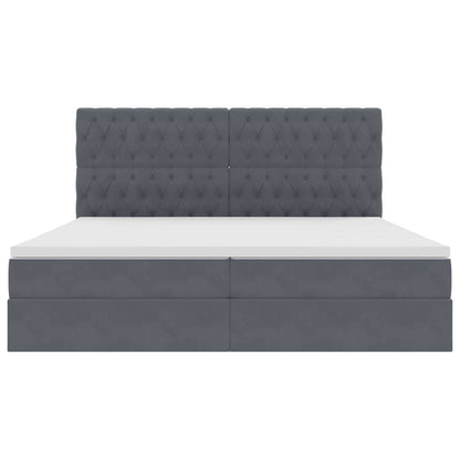 Letto con contenitore e LED Grigio scuro 200 x 200 cm Velluto