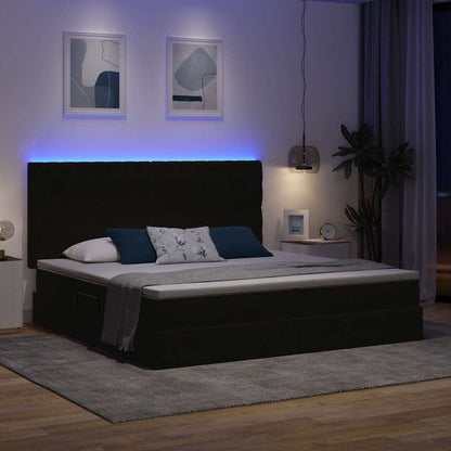 Letto con contenitore e LED Nero 200 x 200 cm Velluto