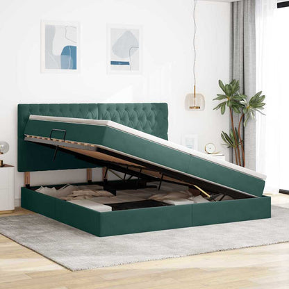 Letto con contenitore LED e materasso Verde Scuro 200 x 200 cm | homemem39