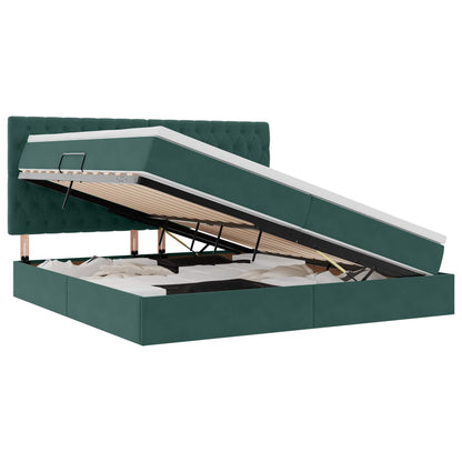 Letto con contenitore LED e materasso Verde Scuro 200 x 200 cm | homemem39