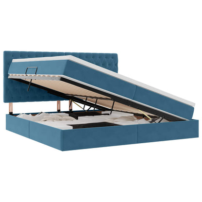 Letto con contenitore LED e materasso Blu Scuro 200 x 200 cm | homemem39