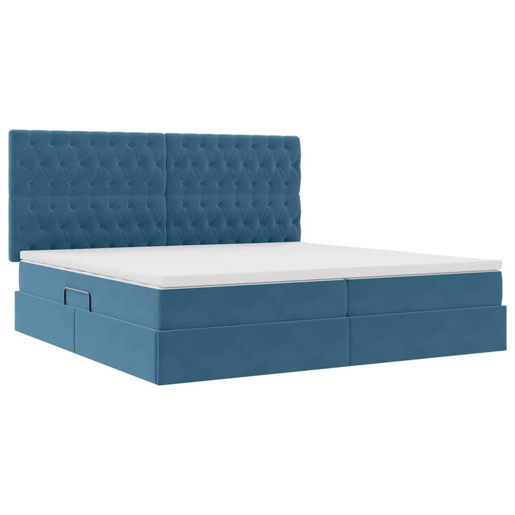 Letto con contenitore LED e materasso Blu Scuro 200 x 200 cm | homemem39