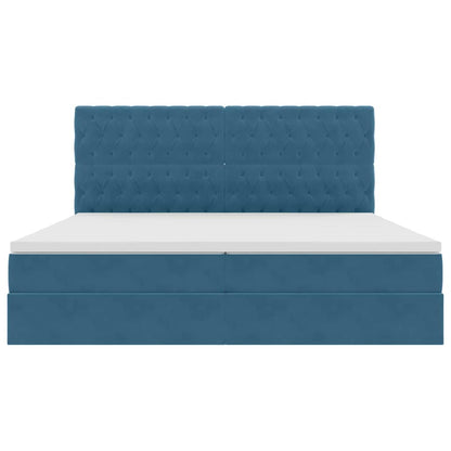 Letto con contenitore LED e materasso Blu Scuro 200 x 200 cm | homemem39