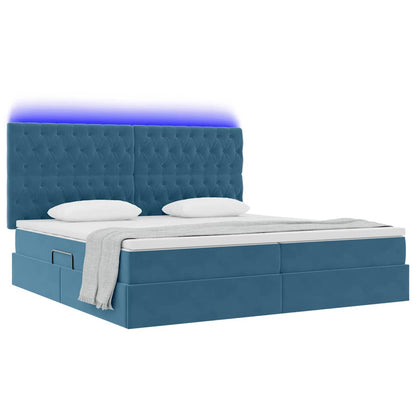 Letto con contenitore LED e materasso Blu Scuro 200 x 200 cm | homemem39