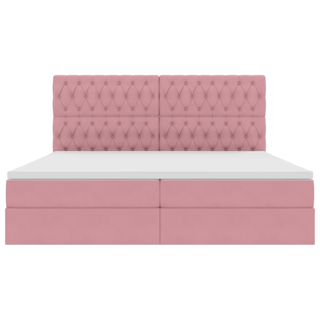 Letto con contenitore e LED Rosa 200 x 200 cm Velluto