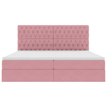 Letto con contenitore e LED Rosa 200 x 200 cm Velluto