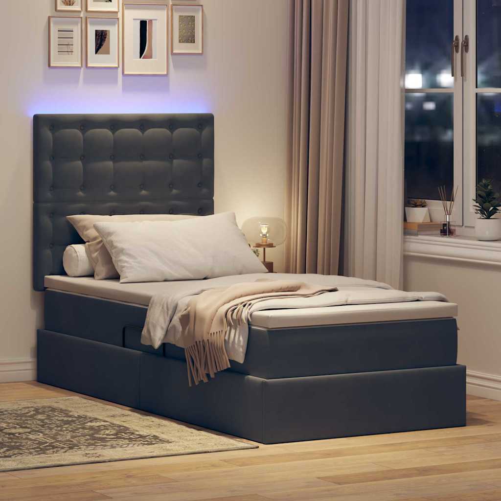 Letto con contenitore LED e materasso Grigio Scuro 90 x 190 cm | homemem39