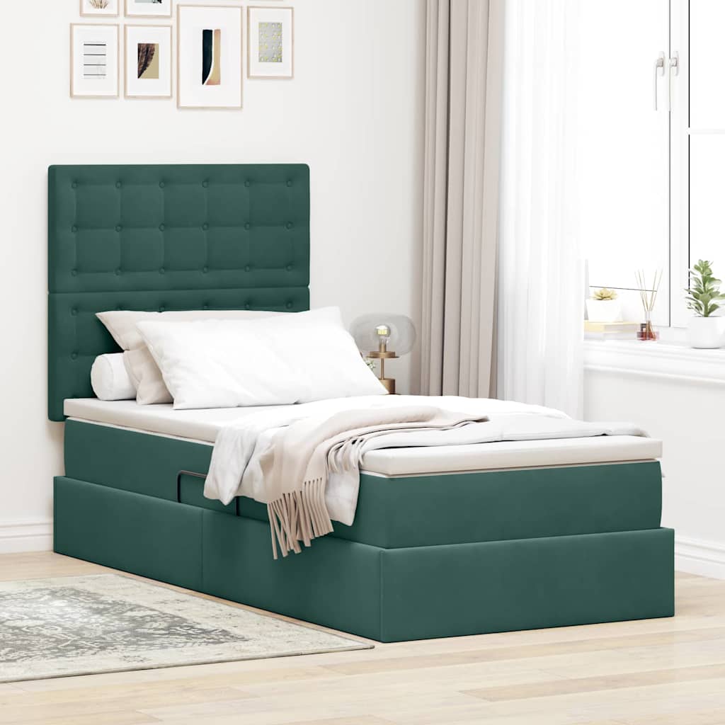 Letto con contenitore LED e materasso Verde Scuro 90 x 190 cm | homemem39