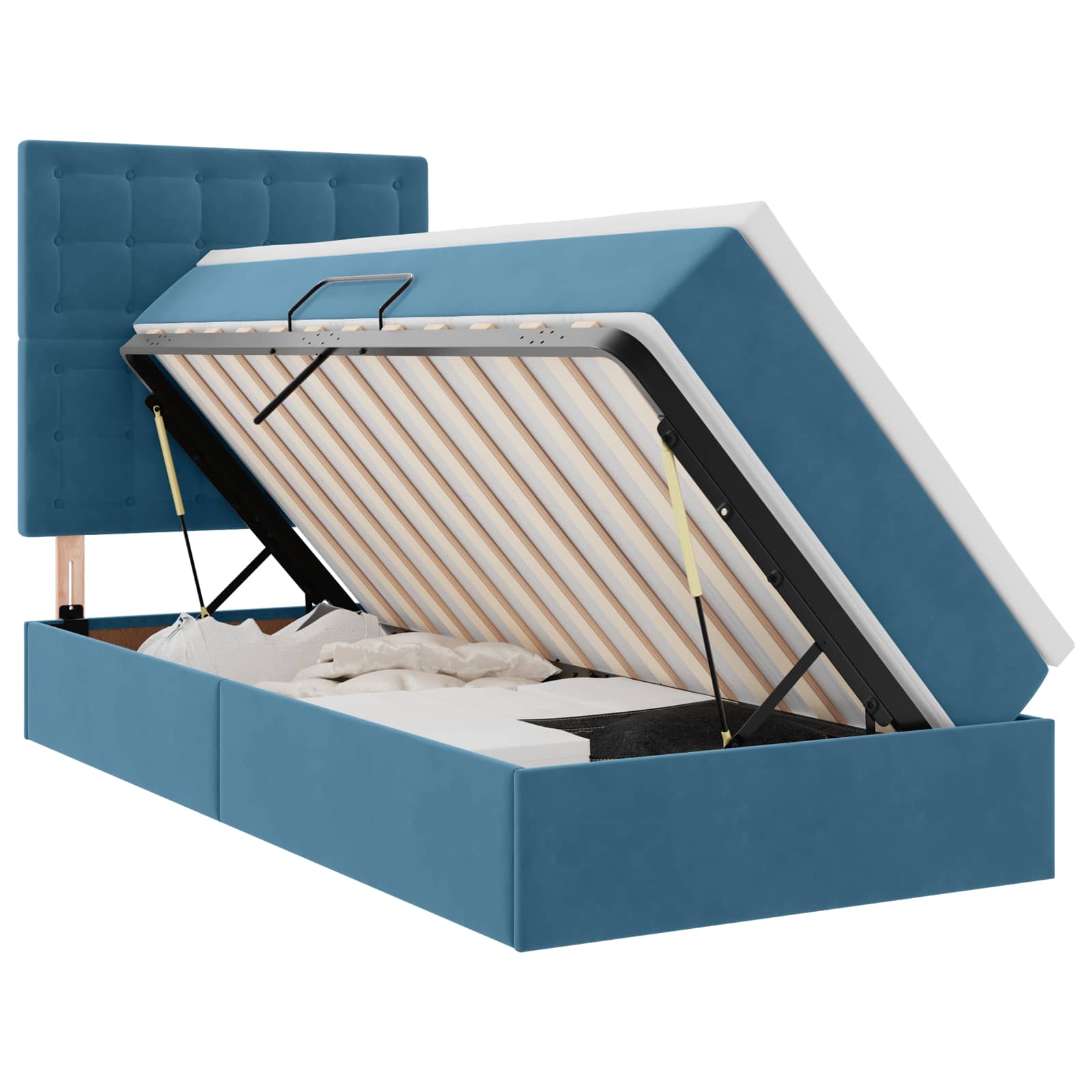 Letto con contenitore LED e materasso Blu Scuro 90 x 190 cm | homemem39