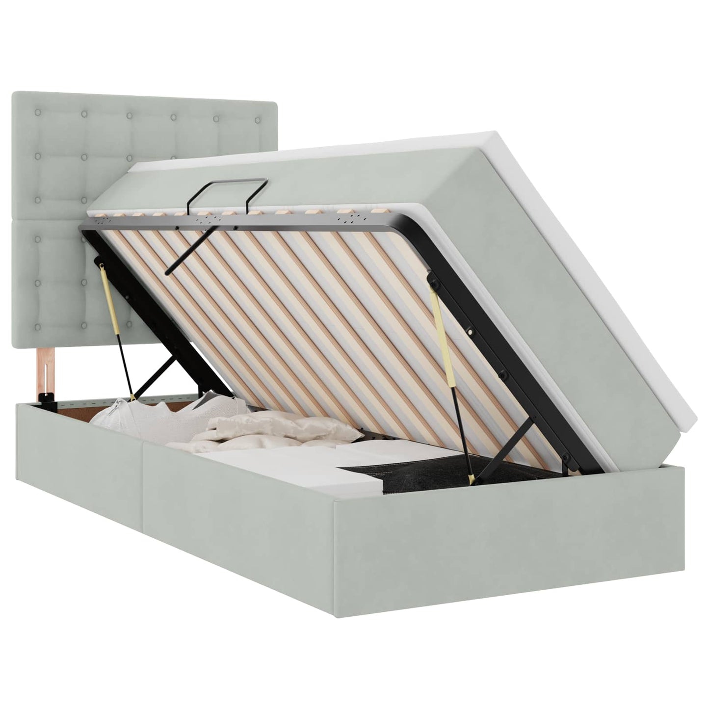Letto con contenitore LED e materasso Grigio Chiaro 90 x 200 cm | homemem39