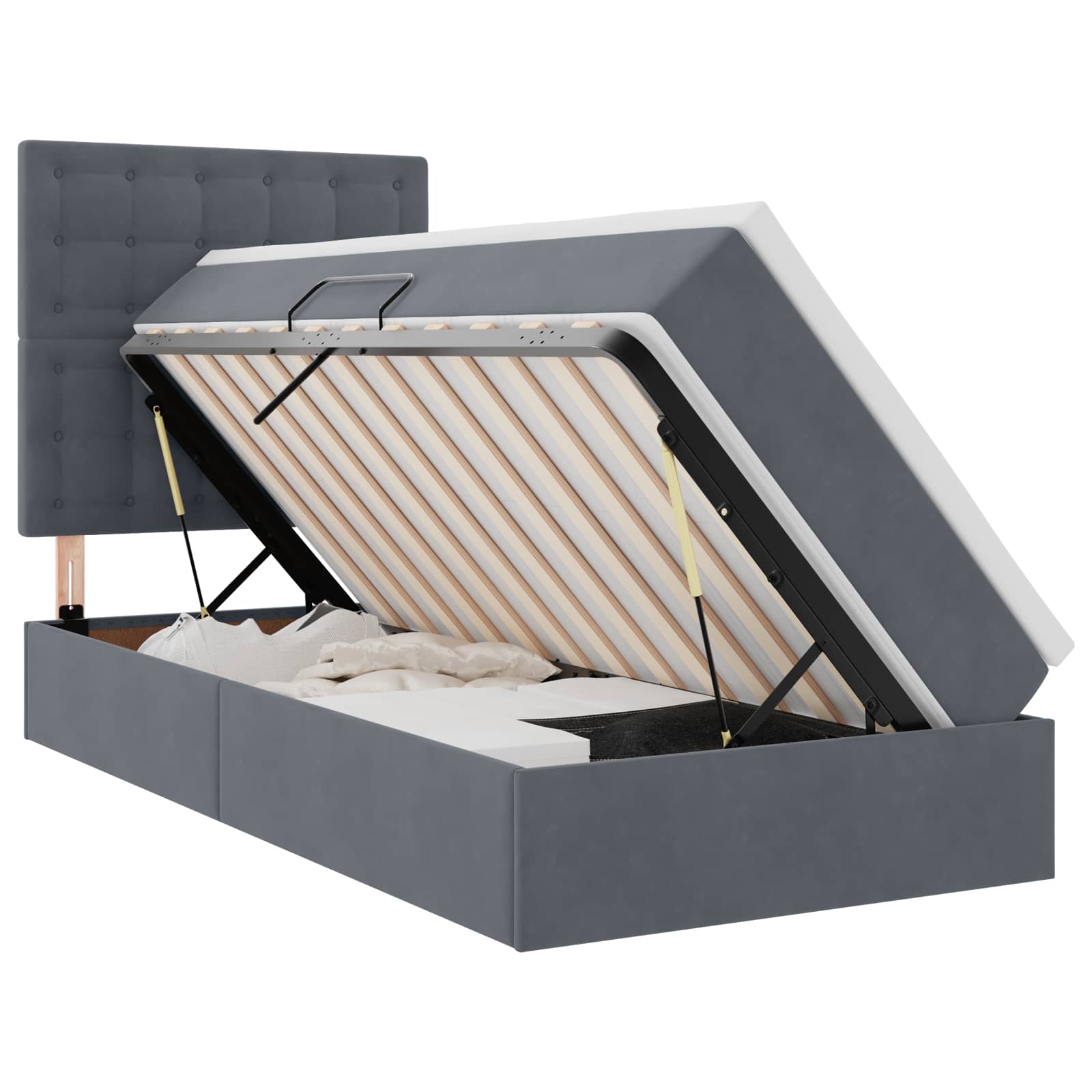 Letto con contenitore LED e materasso Grigio Scuro 90 x 200 cm | homemem39