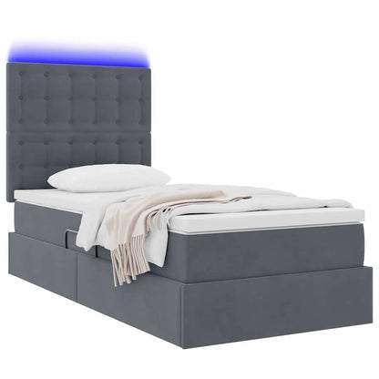 Letto con contenitore LED e materasso Grigio Scuro 90 x 200 cm | homemem39