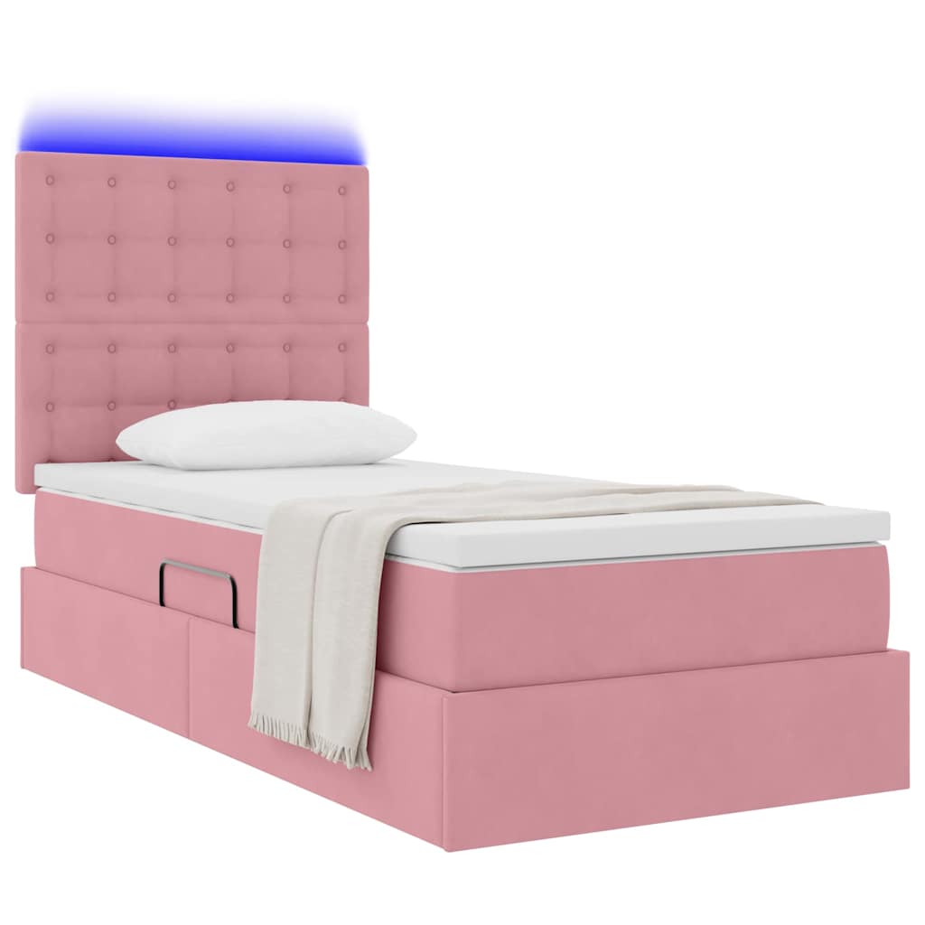 Letto con contenitore LED e materasso Rosa 90 x 200 cm Velluto | homemem39