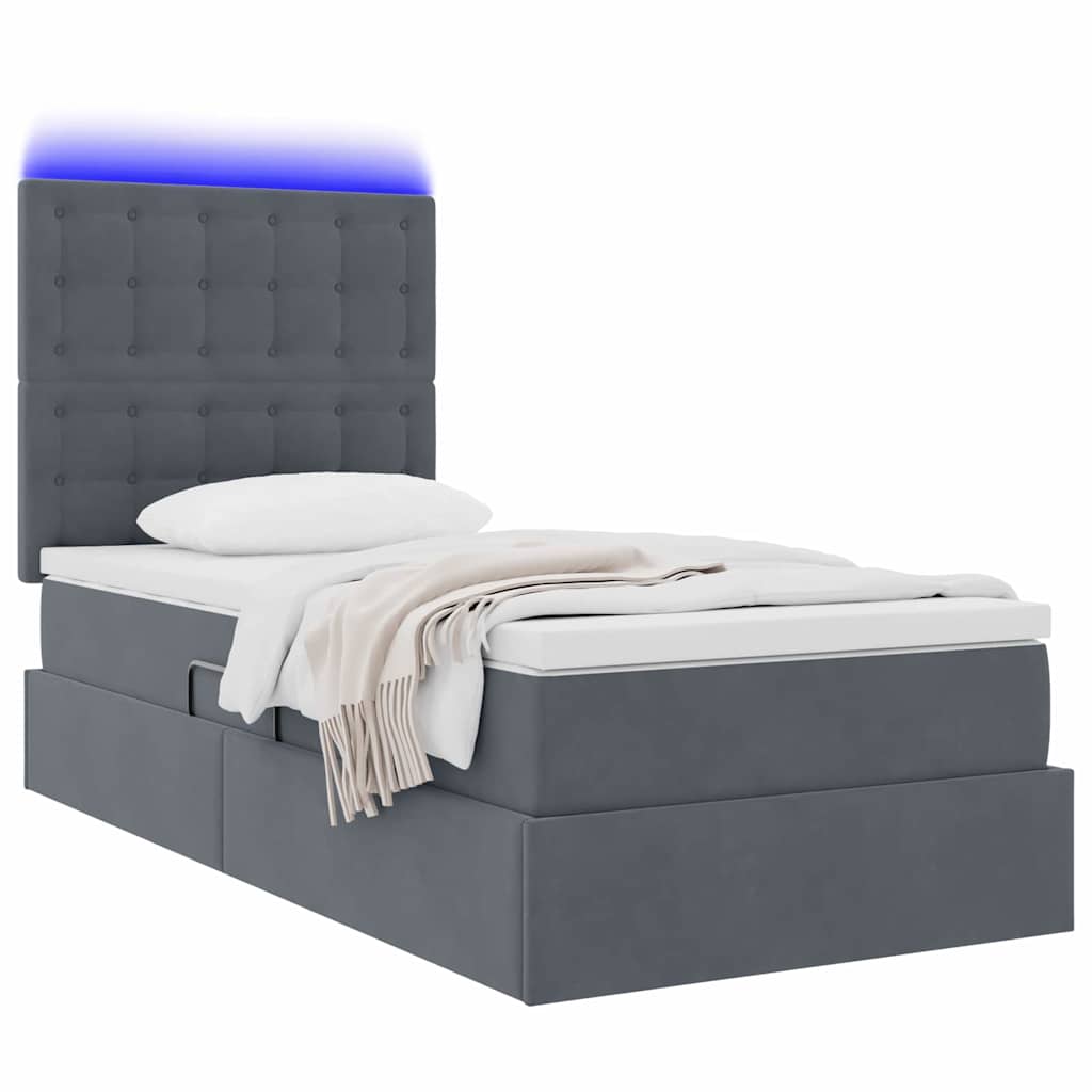 Letto con contenitore LED e materasso Grigio Scuro 100 x 200 cm | homemem39