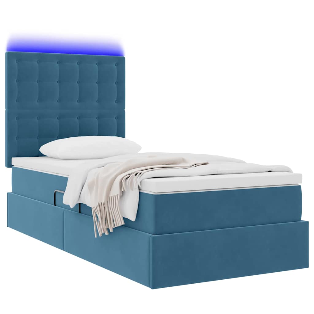 Letto con contenitore LED e materasso Blu Scuro 100 x 200 cm | homemem39