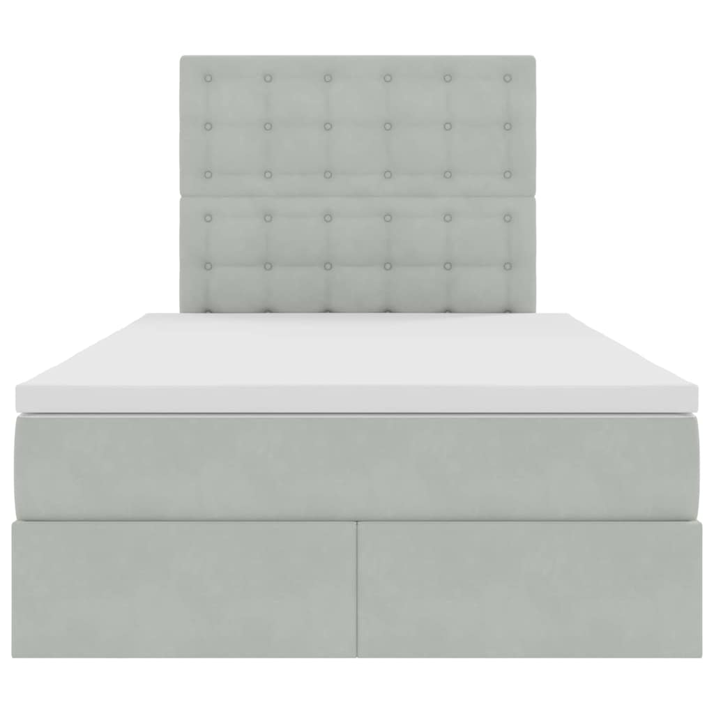Letto con contenitore e LED Grigio chiaro 120 x 200 cm Velluto