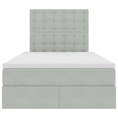 Letto con contenitore e LED Grigio chiaro 120 x 200 cm Velluto