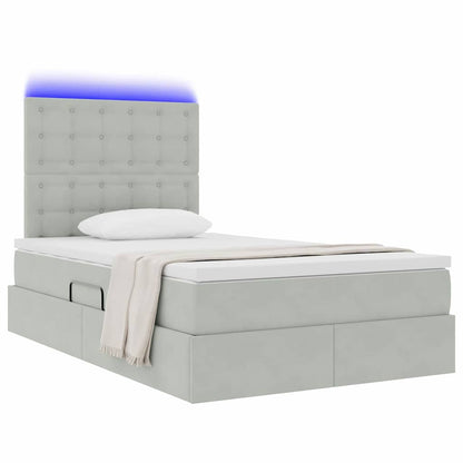 Letto con contenitore e LED Grigio chiaro 120 x 200 cm Velluto
