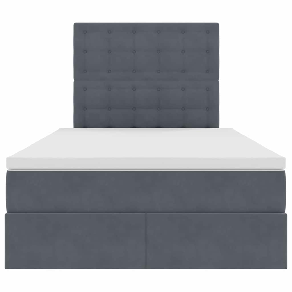 Letto con contenitore e LED Grigio scuro 120 x 200 cm Velluto